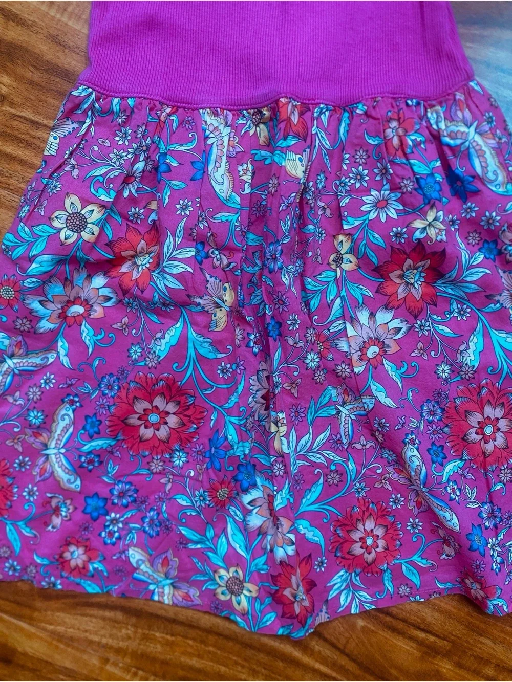 GAP Girls Magenta Floral Tank Fit & Flare Dress Size Small 6/7 Casual Tropical
